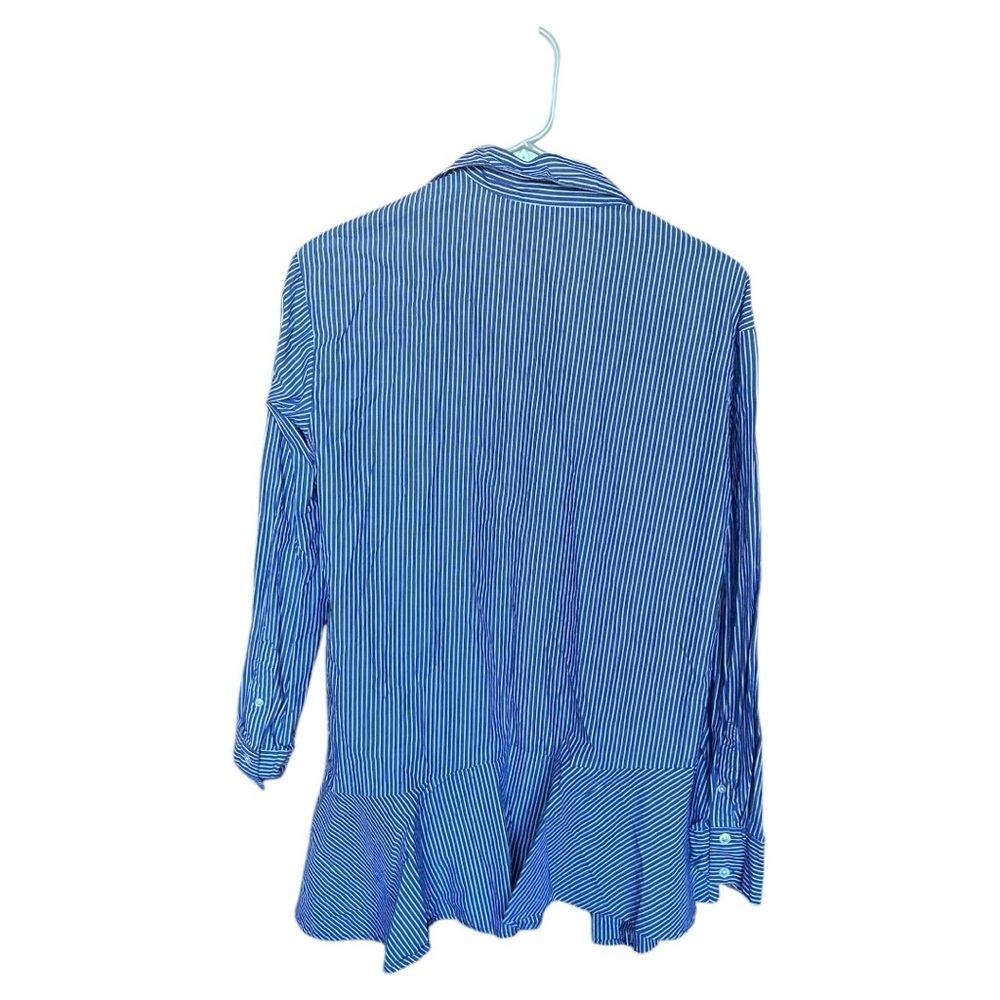 VERONICA BEARD Gilda Asymmetrical Striped Poplin Shirt - Picture 3 of 9